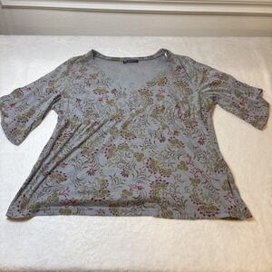 Self Esteem Women's 2X Floral V-Neck Empire Waist 3/4‎ Sleeve Top 90s USA